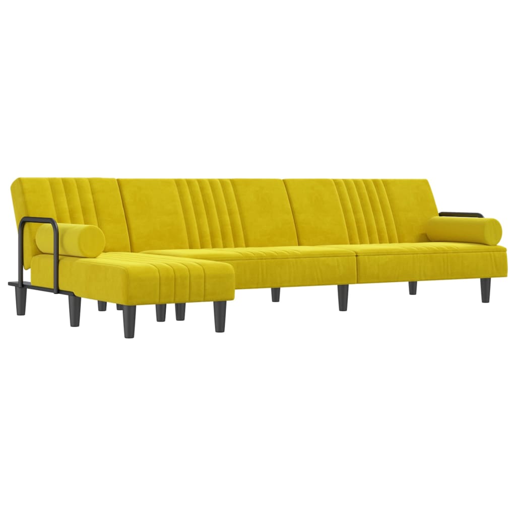 L-formet sovesofa 260x140x70 cm velour gul