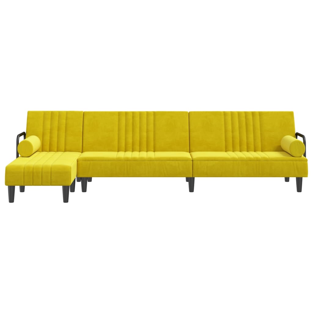 L-formet sovesofa 260x140x70 cm velour gul