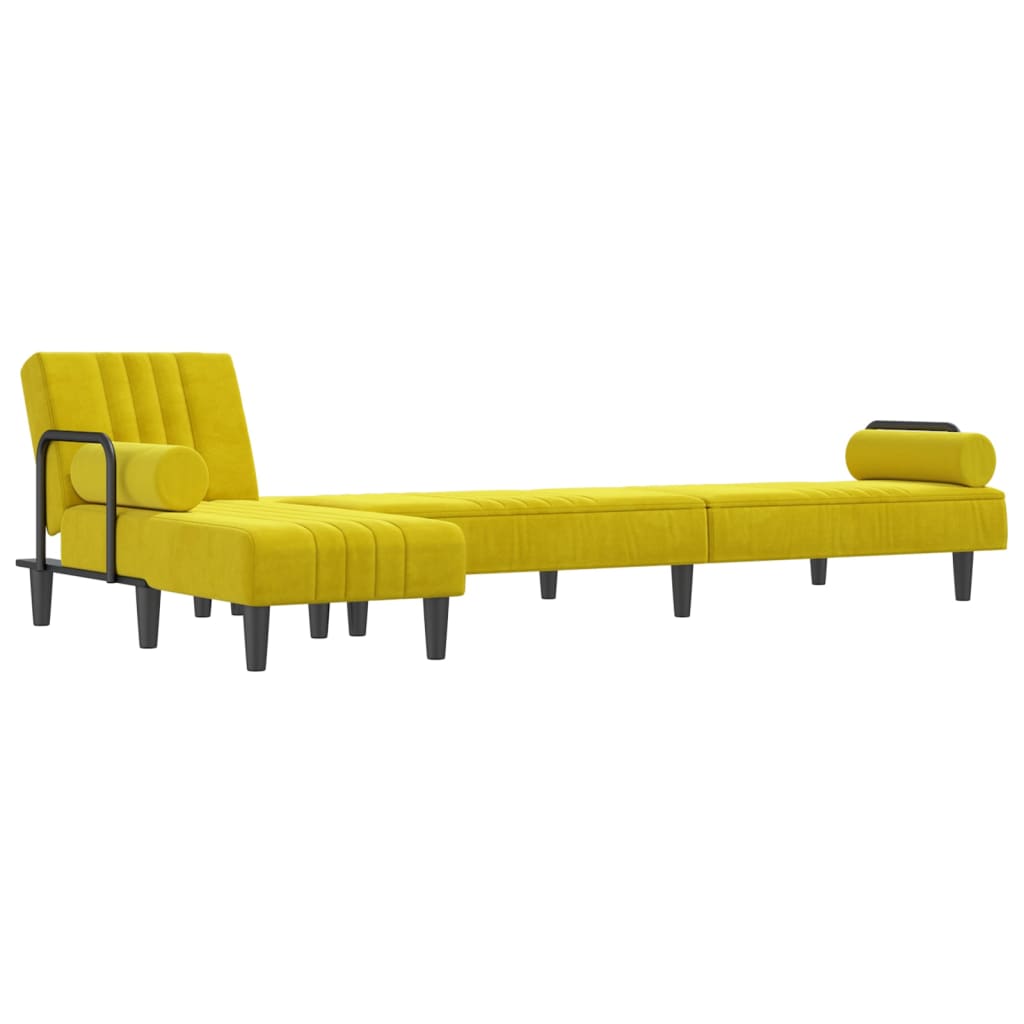 L-formet sovesofa 260x140x70 cm velour gul