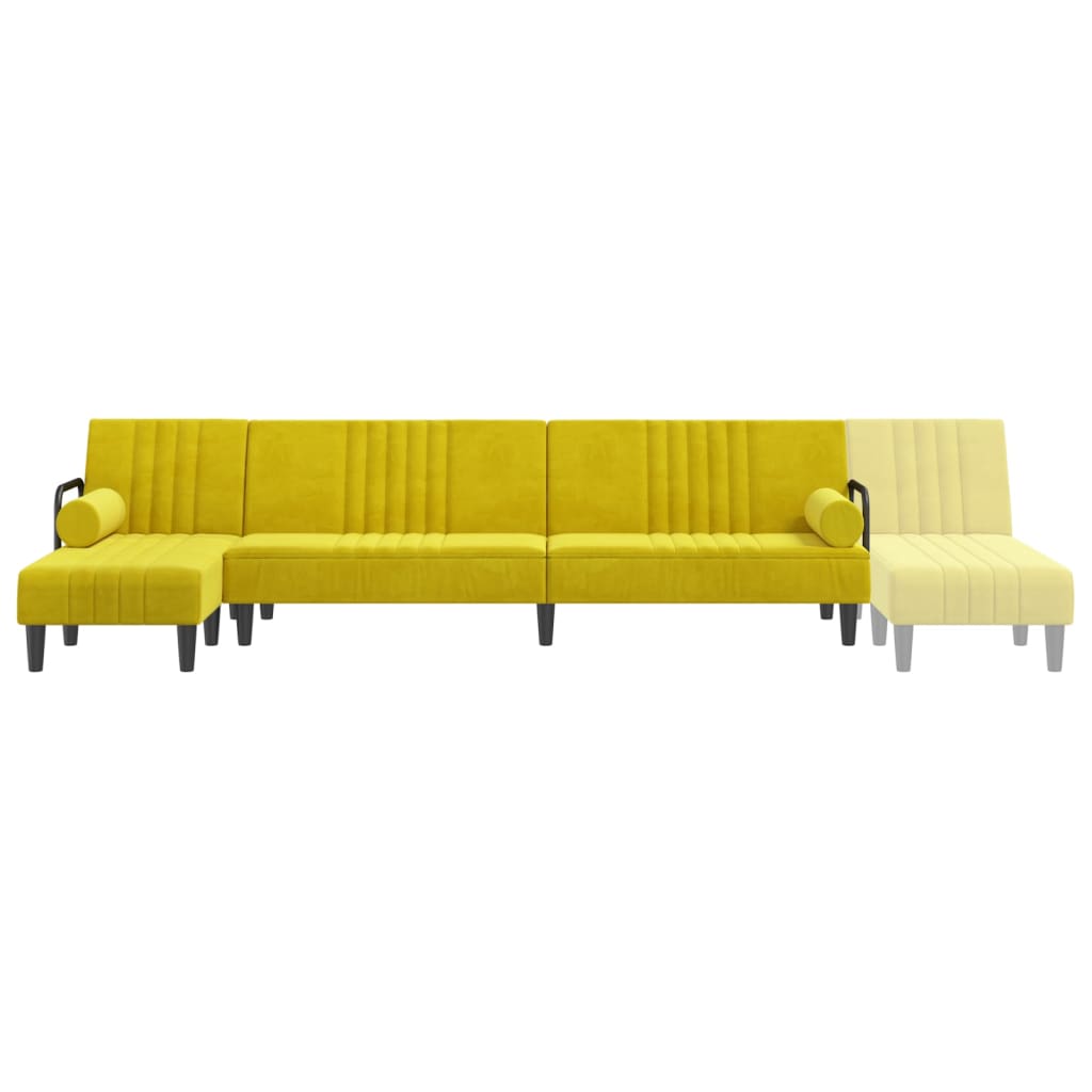 L-formet sovesofa 260x140x70 cm velour gul