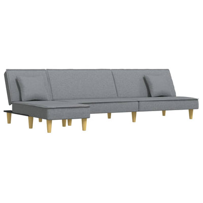 L-formet sovesofa 255x140x70 cm stof lysegrå