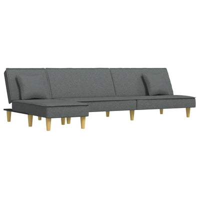 L-formet sovesofa 255x140x70 cm stof mørkegrå