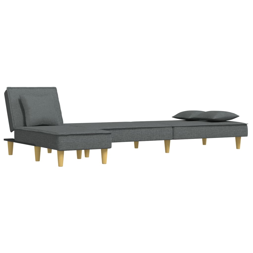 L-formet sovesofa 255x140x70 cm stof mørkegrå