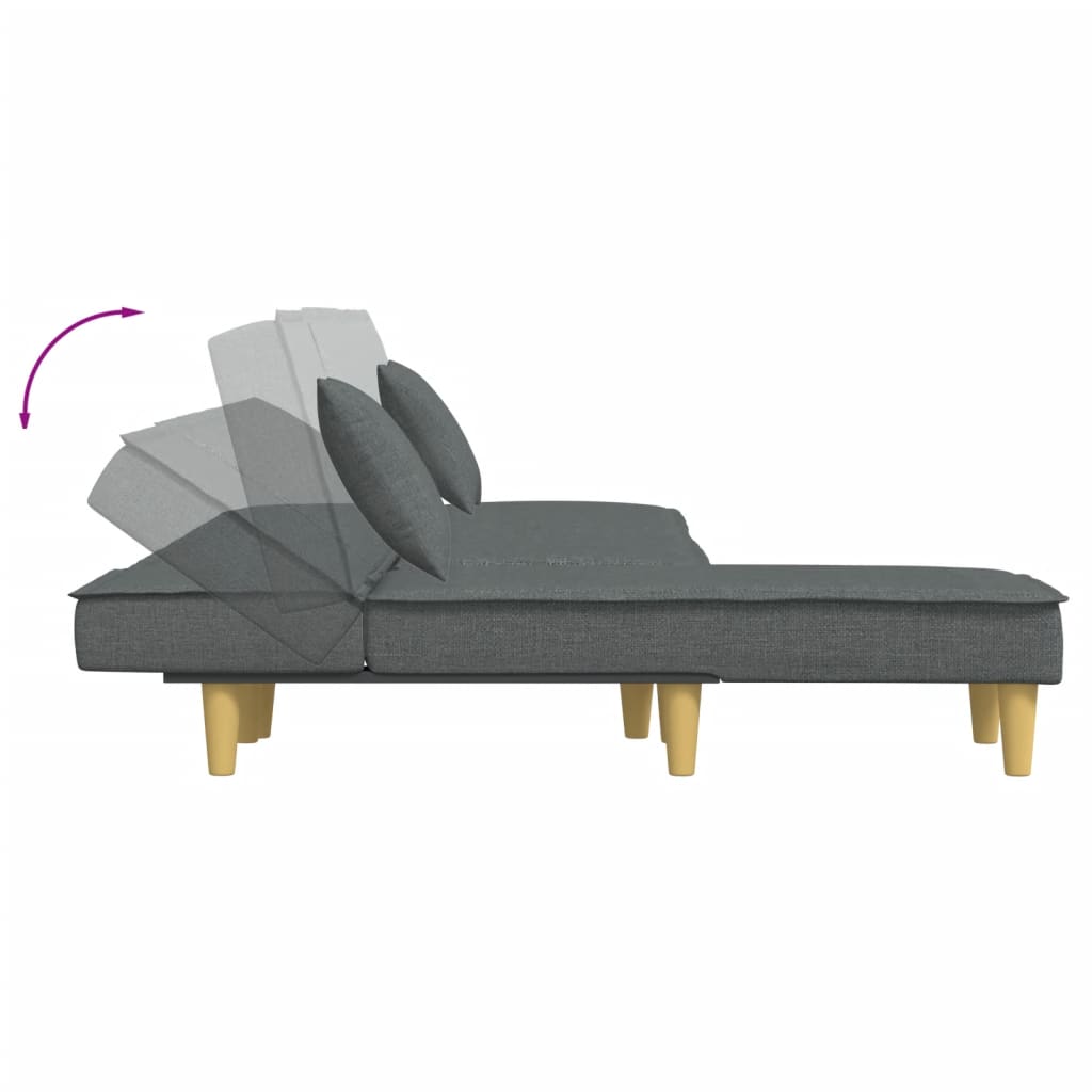 L-formet sovesofa 255x140x70 cm stof mørkegrå