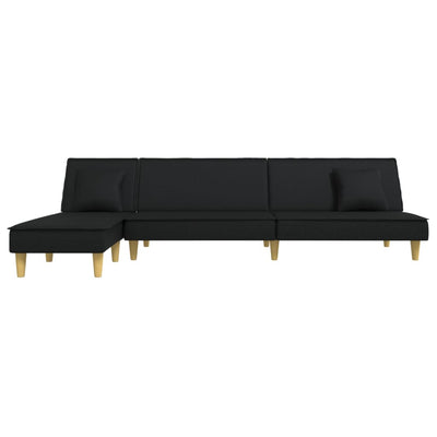 L-formet sovesofa 255x140x70 cm stof sort