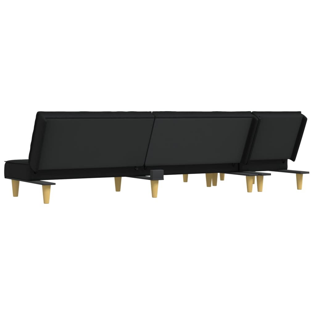 L-formet sovesofa 255x140x70 cm stof sort