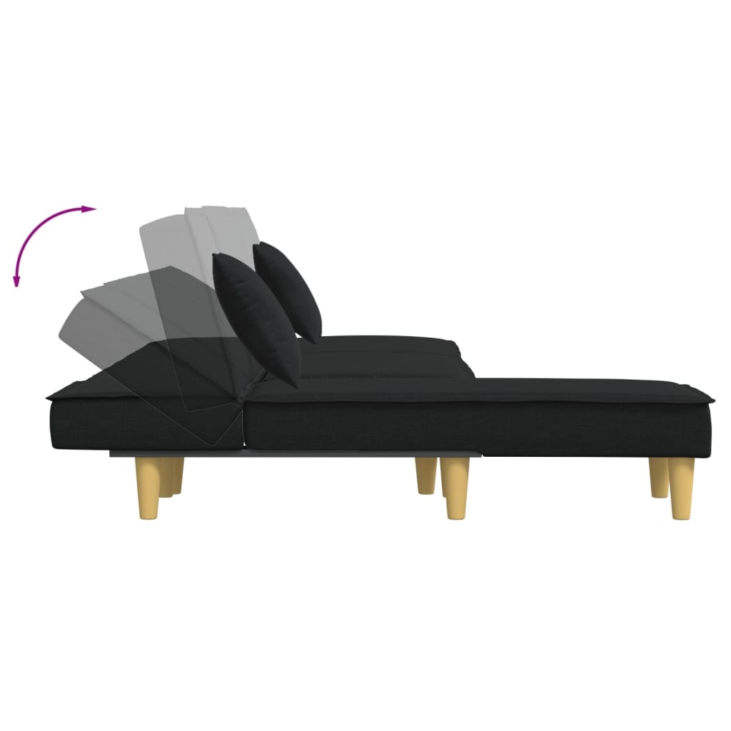 L-formet sovesofa 255x140x70 cm stof sort