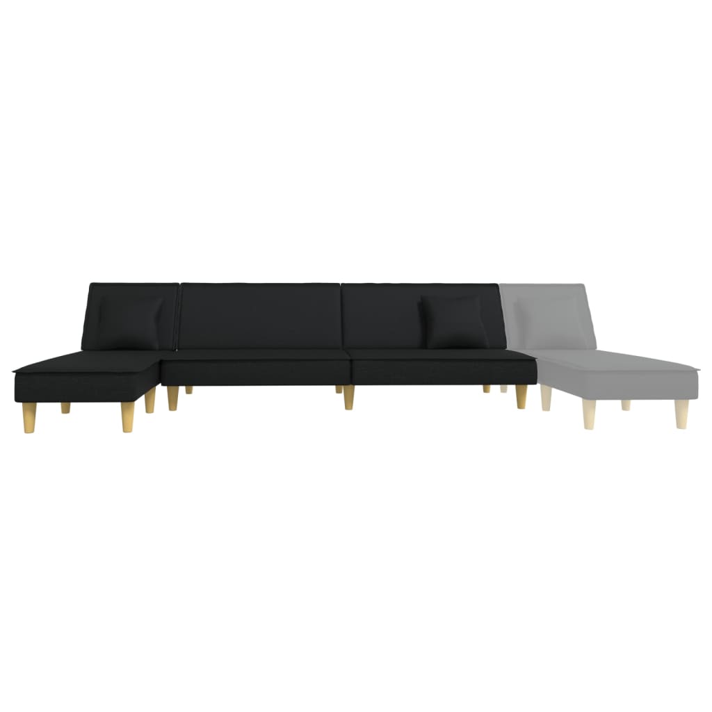 L-formet sovesofa 255x140x70 cm stof sort