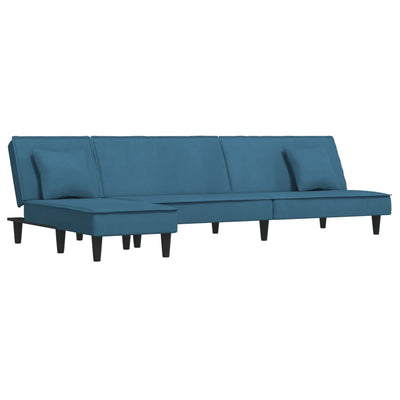 L-formet sovesofa 255x140x70 cm velour blå