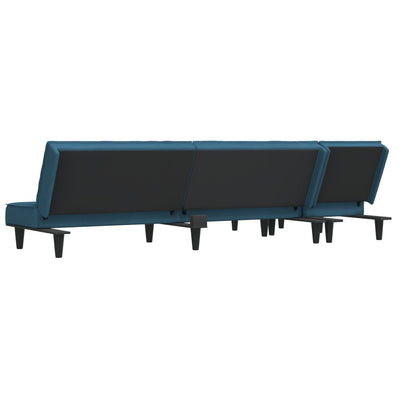 L-formet sovesofa 255x140x70 cm velour blå