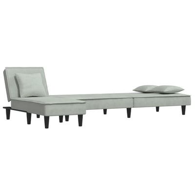 L-formet sovesofa 255x140x70 cm velour lysegrå