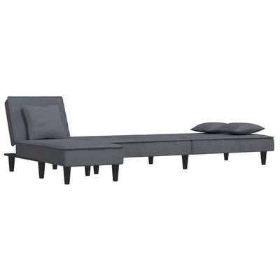 L-formet sovesofa 255x140x70 cm velour mørkegrå