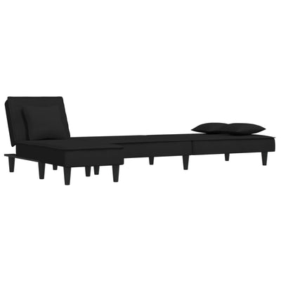 L-formet sovesofa 255x140x70 cm velour sort