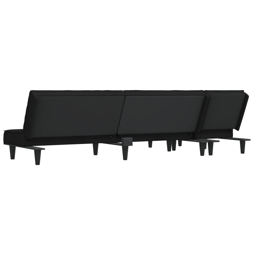 L-formet sovesofa 255x140x70 cm velour sort