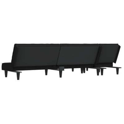 L-formet sovesofa 255x140x70 cm velour sort