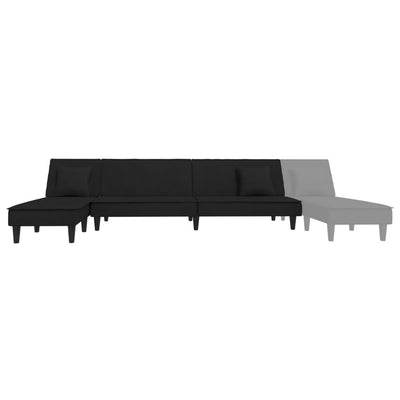 L-formet sovesofa 255x140x70 cm velour sort