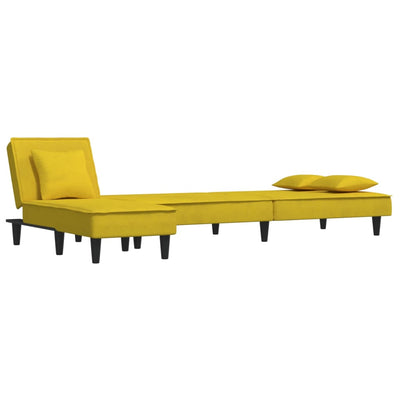 L-formet sovesofa 255x140x70 cm velour gul