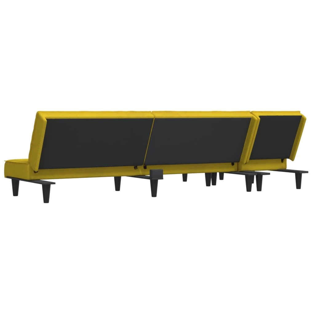 L-formet sovesofa 255x140x70 cm velour gul