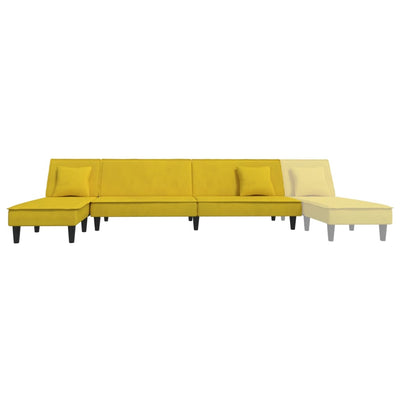 L-formet sovesofa 255x140x70 cm velour gul