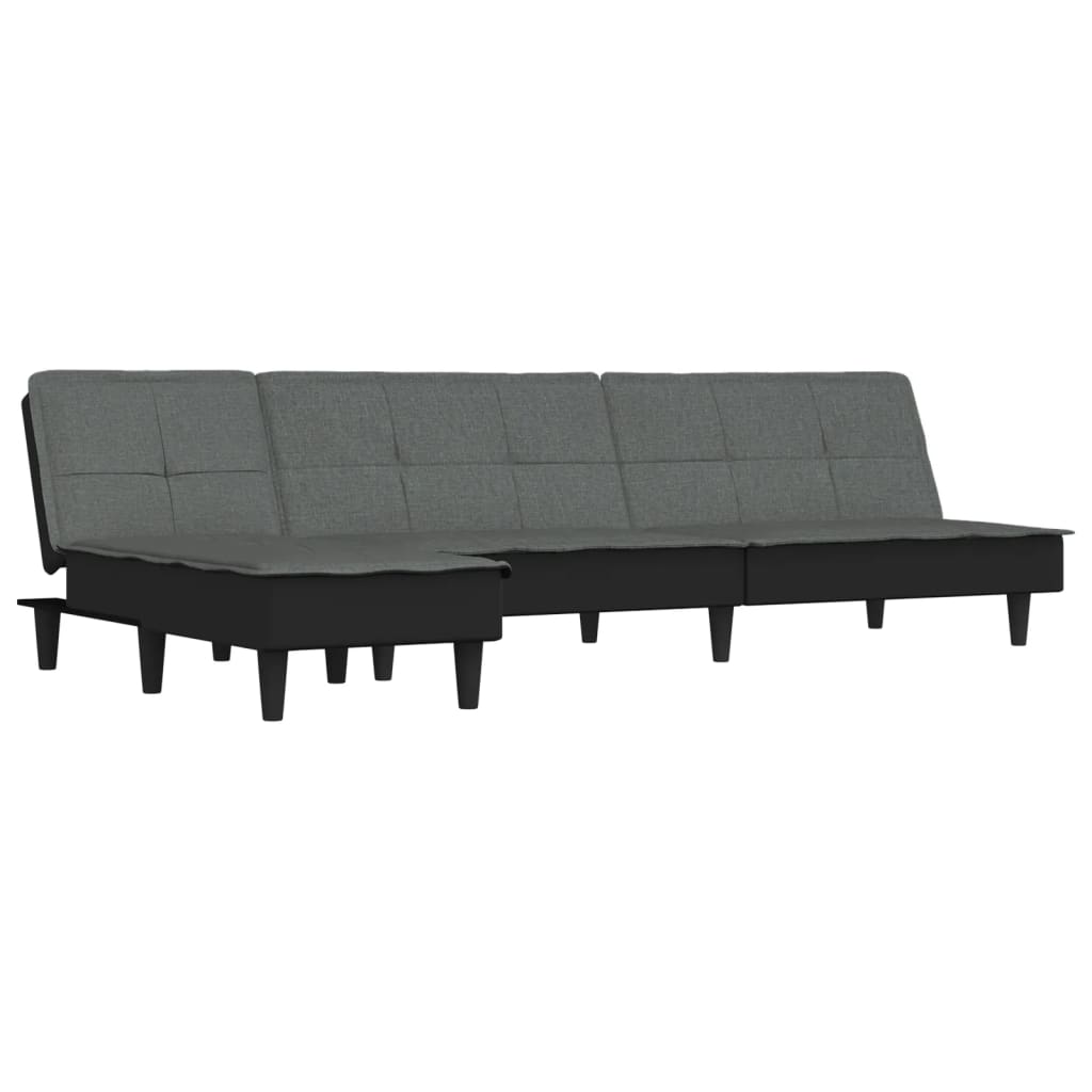 L-formet sovesofa 255x140x70 cm stof mørkegrå