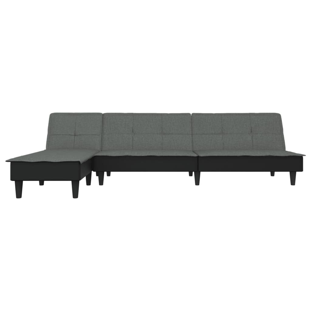 L-formet sovesofa 255x140x70 cm stof mørkegrå