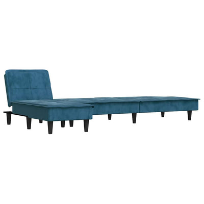 L-formet sovesofa 255x140x70 cm velour blå