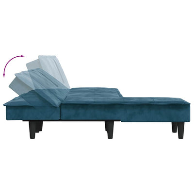 L-formet sovesofa 255x140x70 cm velour blå