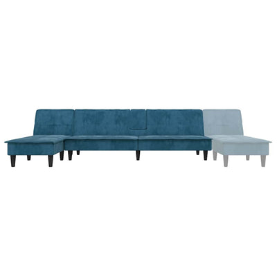 L-formet sovesofa 255x140x70 cm velour blå