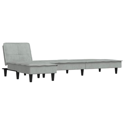 L-formet sovesofa 255x140x70 cm velour lysegrå