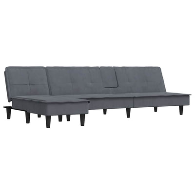 L-formet sovesofa 255x140x70 cm velour mørkegrå