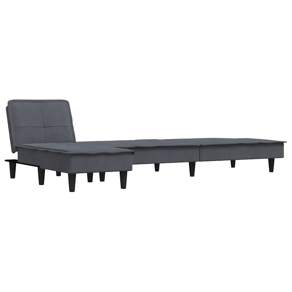 L-formet sovesofa 255x140x70 cm velour mørkegrå