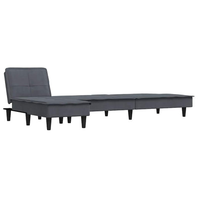 L-formet sovesofa 255x140x70 cm velour mørkegrå