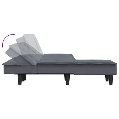 L-formet sovesofa 255x140x70 cm velour mørkegrå