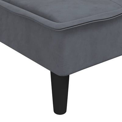 L-formet sovesofa 255x140x70 cm velour mørkegrå