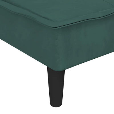 L-formet sovesofa 255x140x70 cm velour mørkegrøn