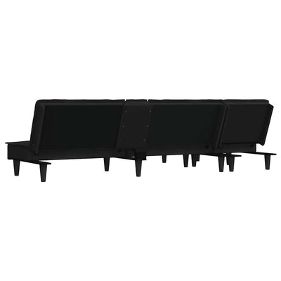 L-formet sovesofa 255x140x70 cm velour sort