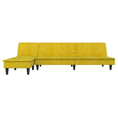 L-formet sovesofa 255x140x70 cm velour gul