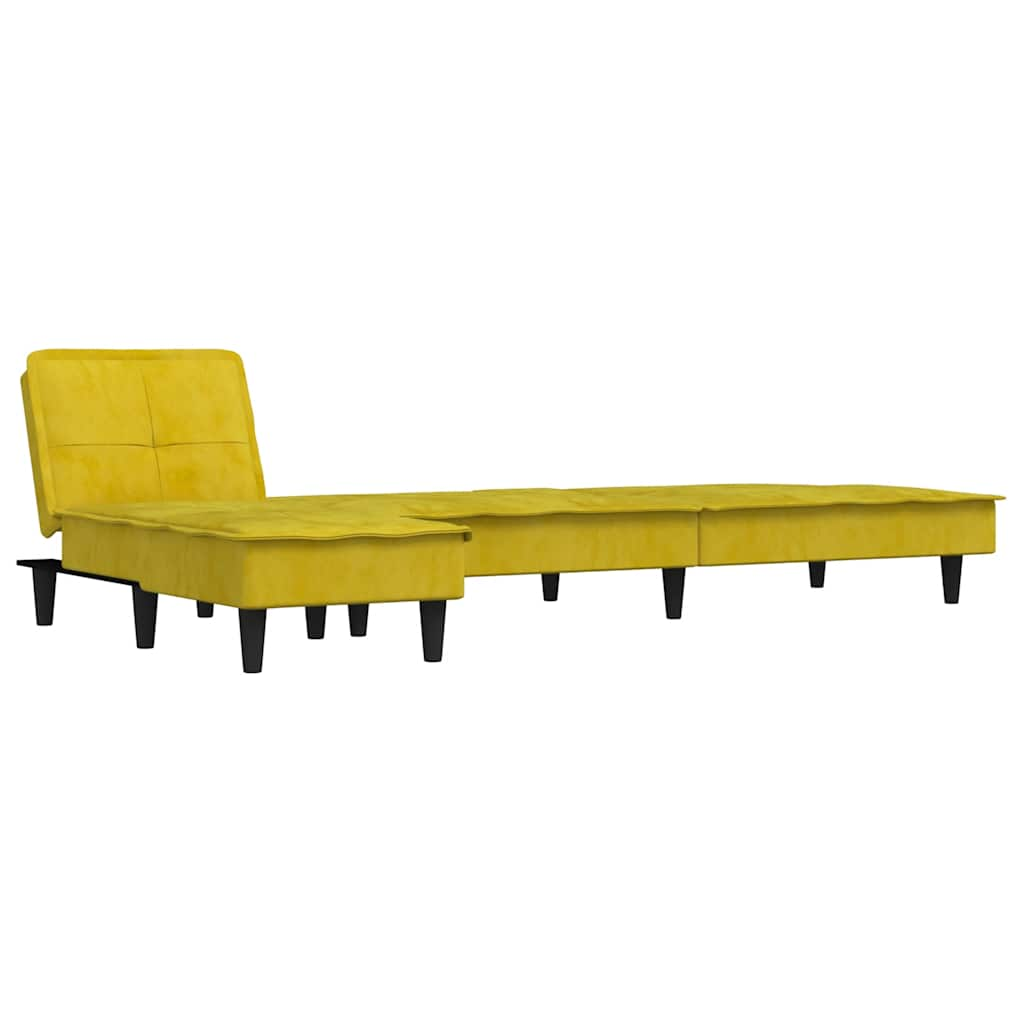 L-formet sovesofa 255x140x70 cm velour gul