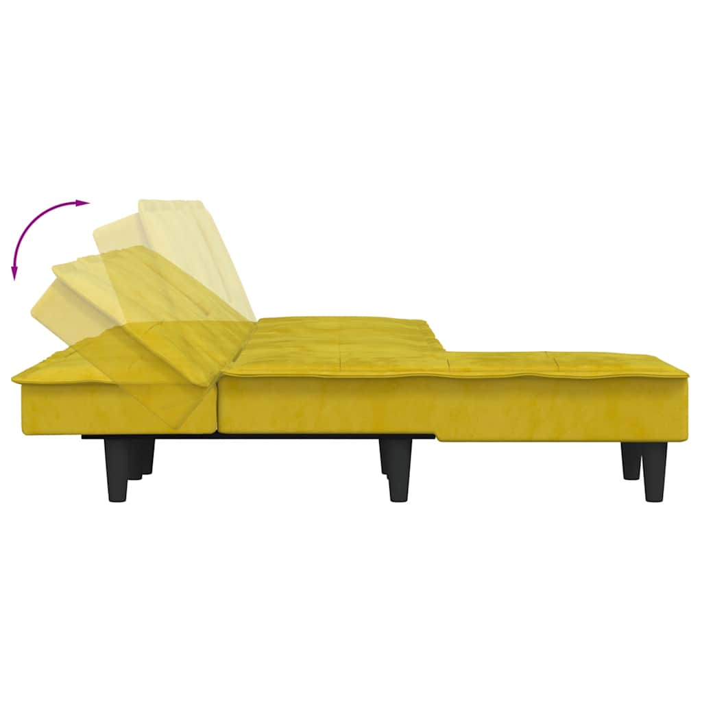 L-formet sovesofa 255x140x70 cm velour gul