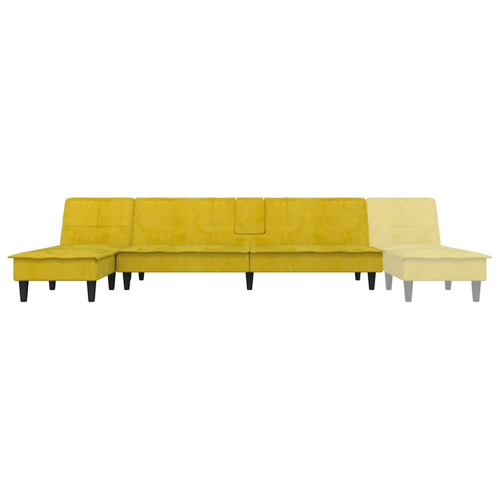 L-formet sovesofa 255x140x70 cm velour gul