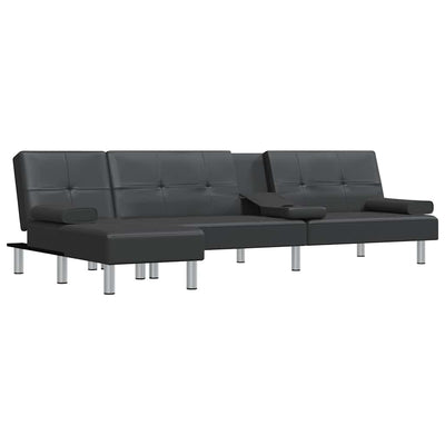 L-formet sovesofa 255x140x70 cm kunstlæder sort