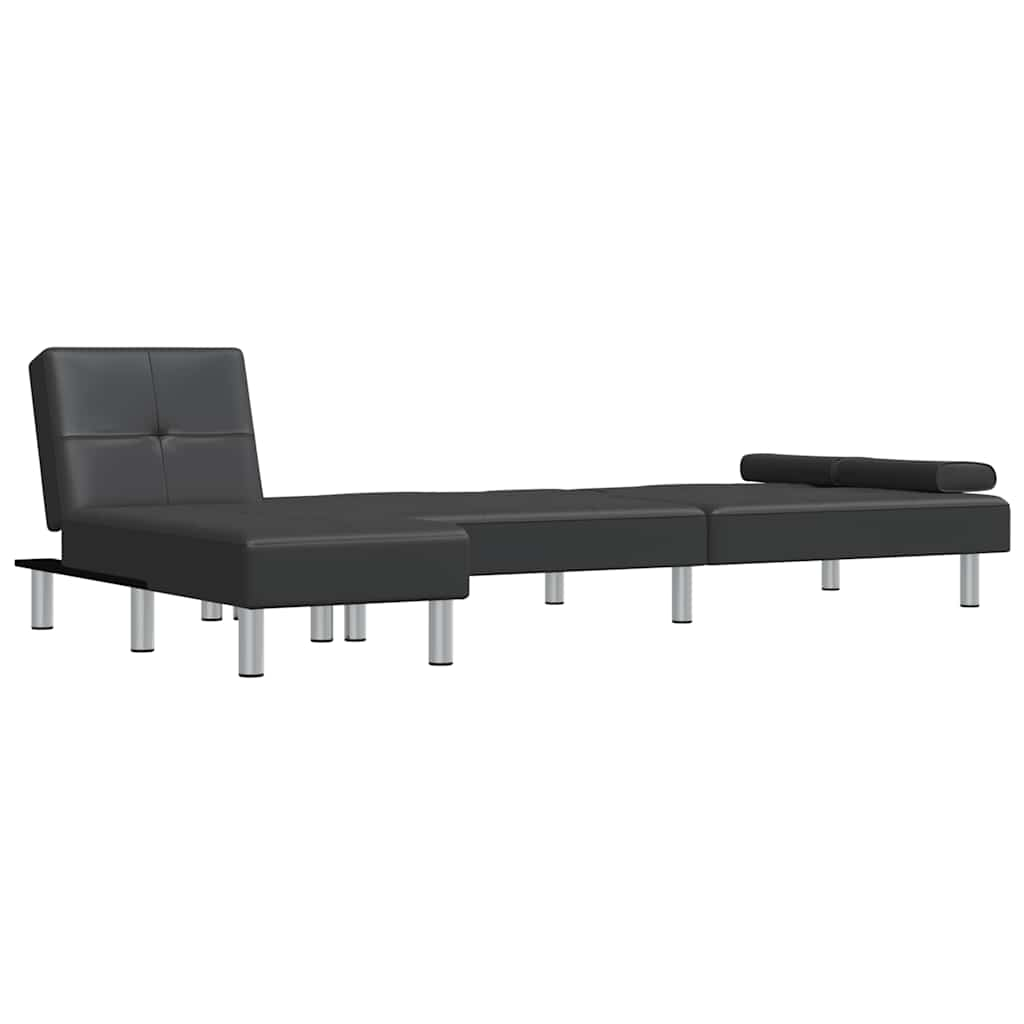 L-formet sovesofa 255x140x70 cm kunstlæder sort