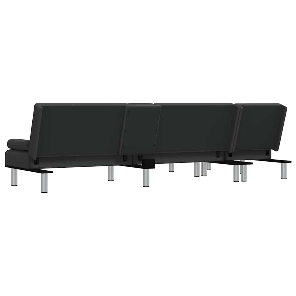 L-formet sovesofa 255x140x70 cm kunstlæder sort