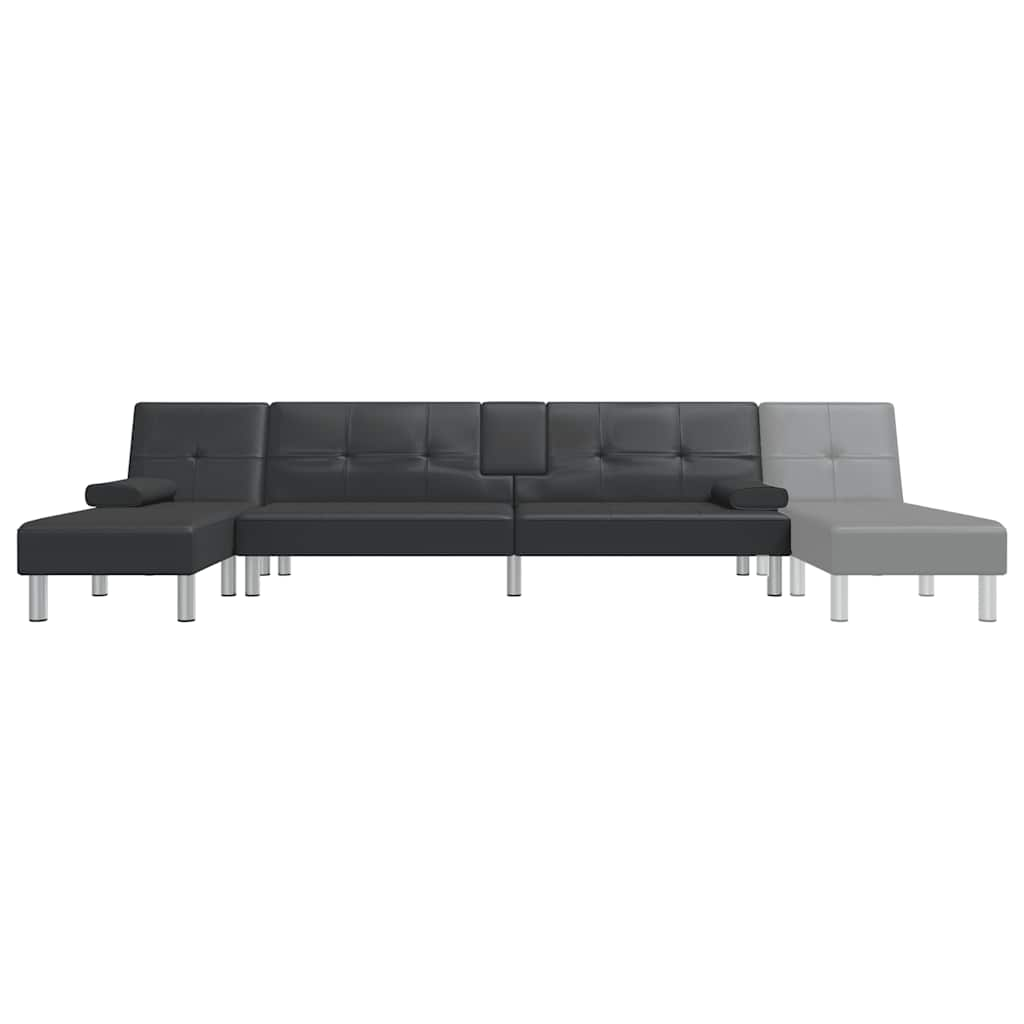 L-formet sovesofa 255x140x70 cm kunstlæder sort