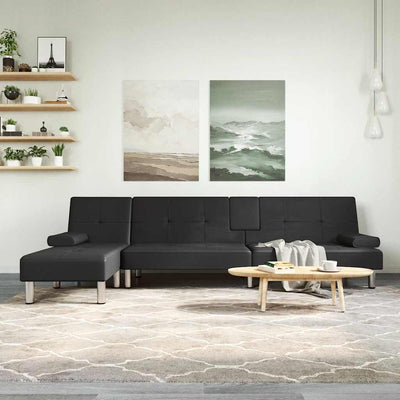 L-formet sovesofa 255x140x70 cm kunstlæder sort