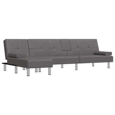 L-formet sovesofa 255x140x70 cm kunstlæder grå