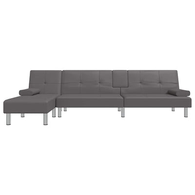 L-formet sovesofa 255x140x70 cm kunstlæder grå