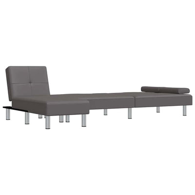 L-formet sovesofa 255x140x70 cm kunstlæder grå