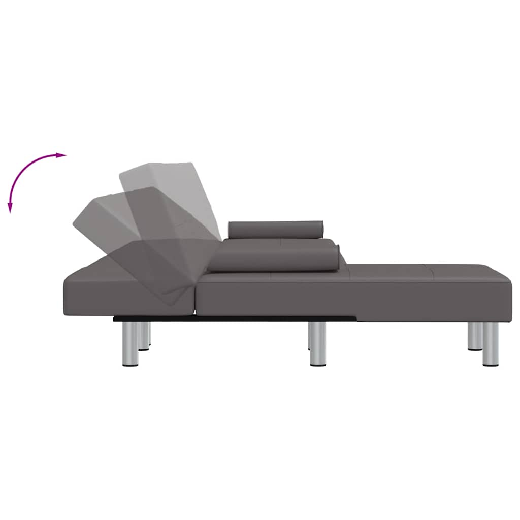 L-formet sovesofa 255x140x70 cm kunstlæder grå