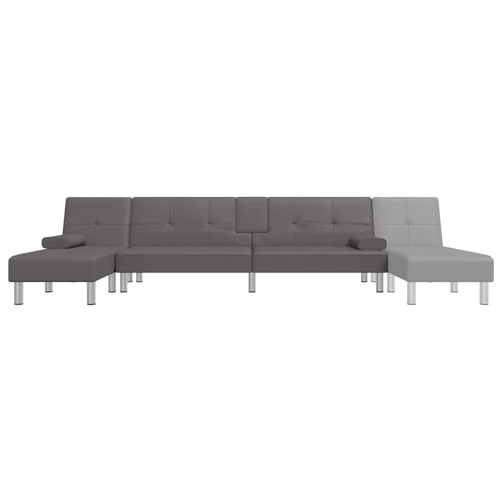 L-formet sovesofa 255x140x70 cm kunstlæder grå